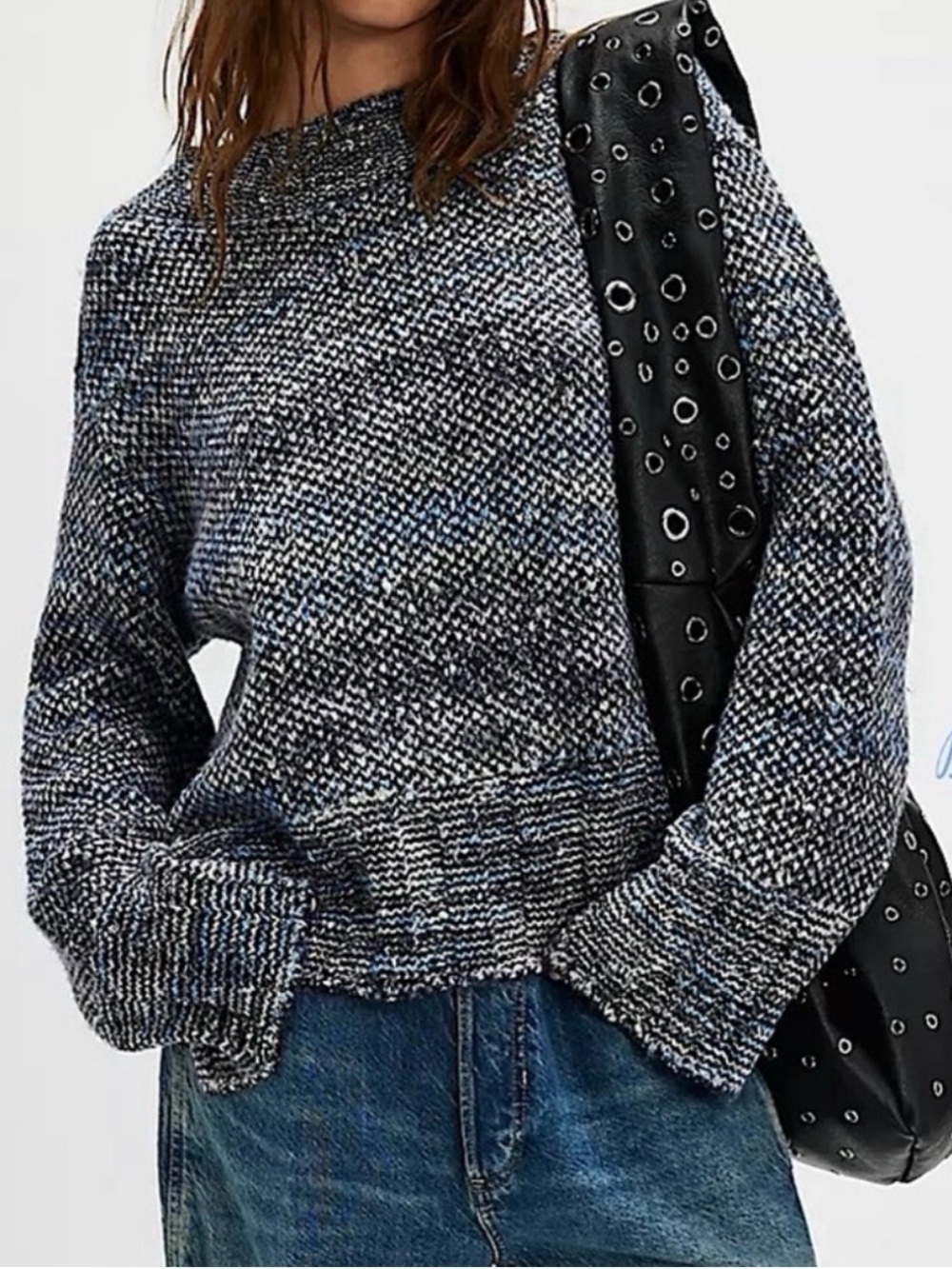 New Free people Blue Mix Crewneck Women's Sweater - Picture 11 of 11